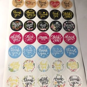 70 thank you stickers size 1.5”